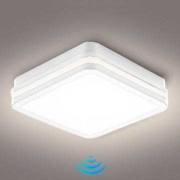 Brilagi - Luminaire LED d'extérieur avec détecteur BENE LED/18W/230V 22x22 cm blanc IP54
