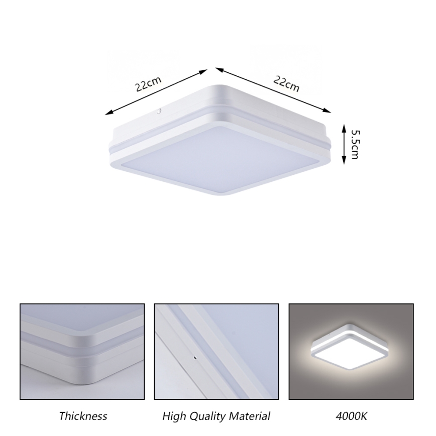 Brilagi - Luminaire LED d'extérieur avec détecteur BENE LED/18W/230V 22x22 cm blanc IP54