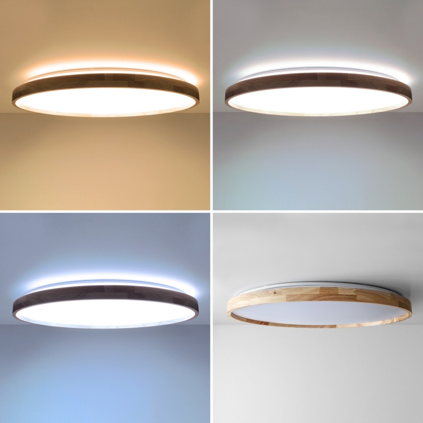 Brilagi - Plafonnier LED dimmable ALSON LED/72W/230V 3000-6500K chêne Ø 78 cm + télécommande