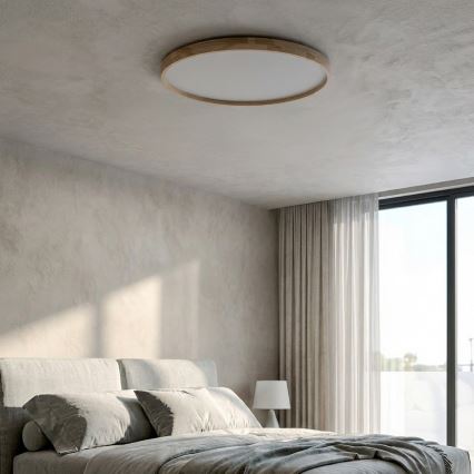 Brilagi - Plafonnier LED dimmable ALSON LED/72W/230V 3000-6500K chêne Ø 78 cm + télécommande