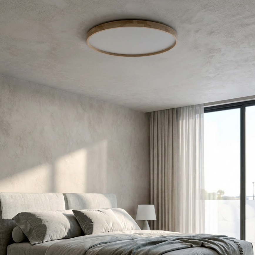 Brilagi - Plafonnier LED dimmable ALSON LED/72W/230V 3000-6500K chêne Ø 78 cm + télécommande