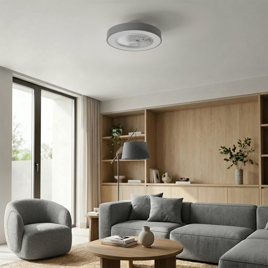 Brilagi - Plafonnier LED dimmable avec ventilateur 38W/230V 3000-6500K Ø 50 cm gris + télécommande