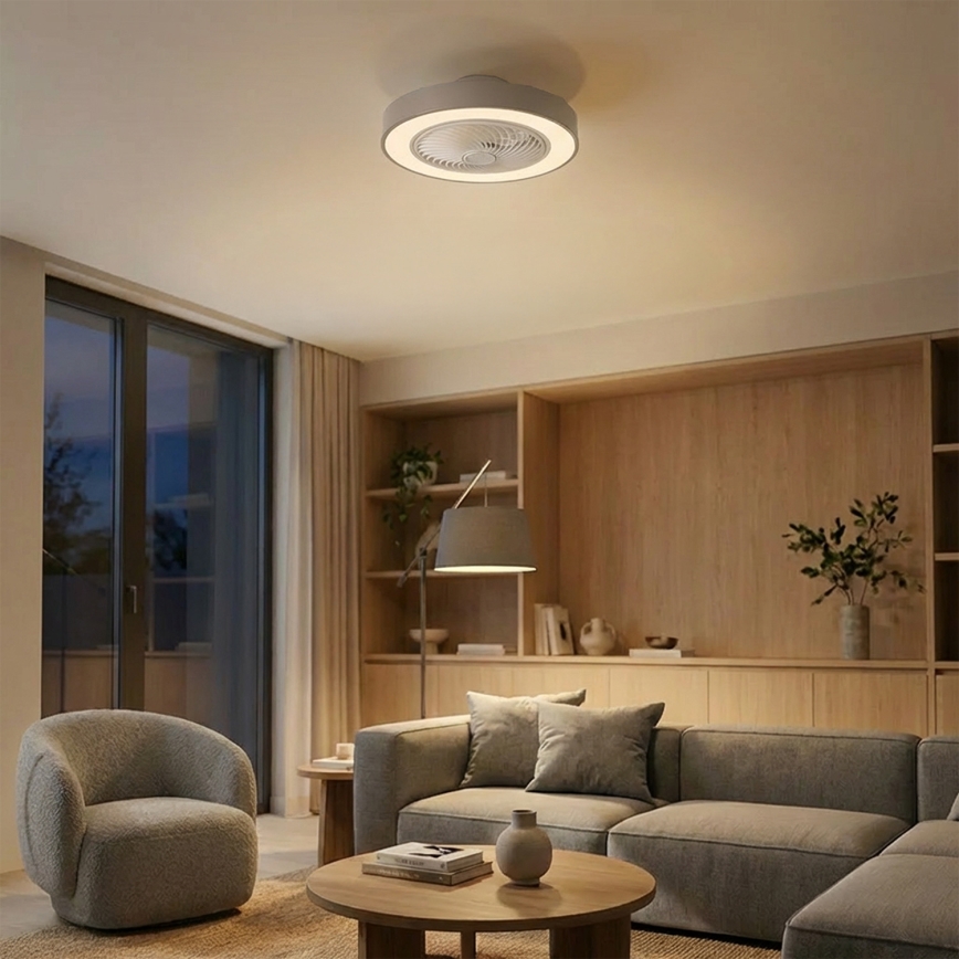 Brilagi - Plafonnier LED dimmable avec ventilateur 38W/230V 3000-6500K Ø 50 cm gris + télécommande