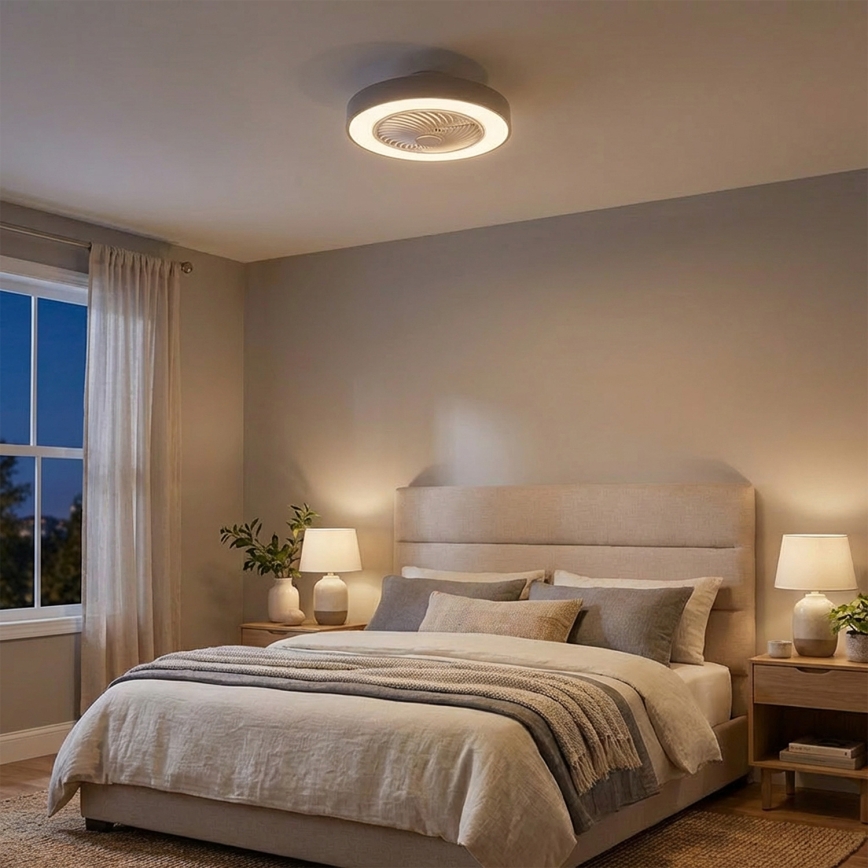 Brilagi - Plafonnier LED dimmable avec ventilateur 38W/230V 3000-6500K Ø 50 cm gris + télécommande