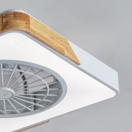 Brilagi - Plafonnier LED dimmable avec ventilateur LED/38W/230V 3000-6500K 3000-6500K 50x50 cm blanc/chêne + télécommande
