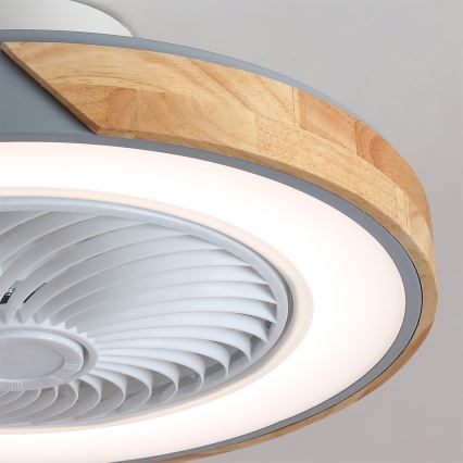 Brilagi - Plafonnier LED dimmable avec ventilateur LED/38W/230V 3000-6500K 3000-6500K Ø 50 cm gris/chêne + télécommande