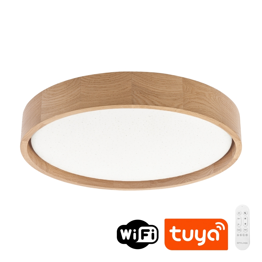 Brilagi - Plafonnier LED dimmable MANAROLA SMART STARS LED/24W/230V 3000-6000K Wi‑Fi Tuya Beacon Ø 41 cm chêne + télécommande