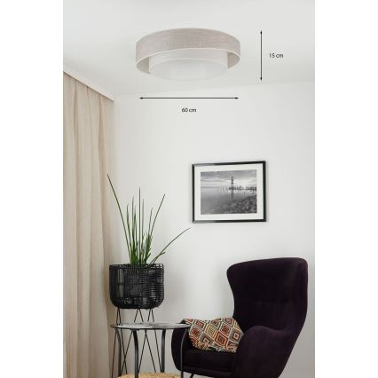 Brilagi - Plafonnier LED dimmable DOVER SHINE LED/24W/230V Ø 60 cm 3000/4000/6500K gris/crème + télécommande