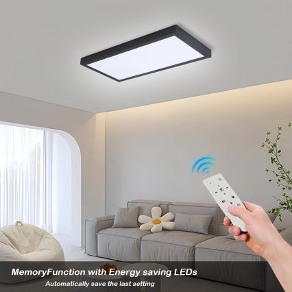 Brilagi - Plafonnier LED dimmable pour salle de bains FRAME SMART LED/30W/230V 30x60 cm 3000-6000K IP44 noir + télécommande incluse