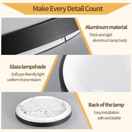 Brilagi - Plafonnier LED dimmable GLASS POOL DOUBLE LED/48W/230V 3000-6000K 40 cm noir + télécommande