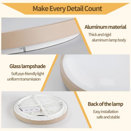 Brilagi - Plafonnier LED dimmable GLASS POOL DOUBLE LED/48W/230V 3000-6000K 40 cm beige + télécommande