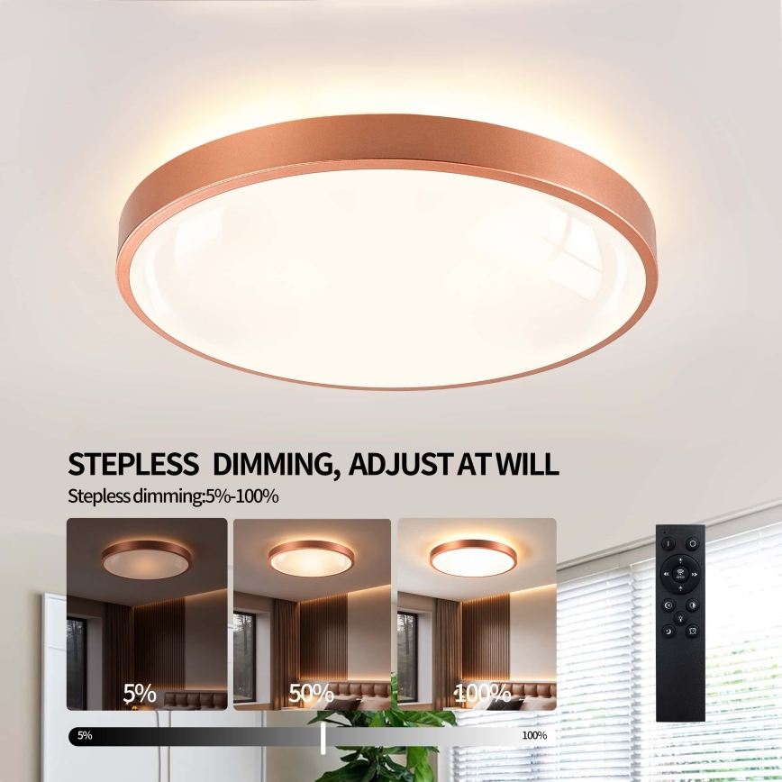 BRILAGI - LED plafonnier dimmable GLASS POOL DOUBLE LED/60W/230V Ø 50 cm cuivré + télécommande