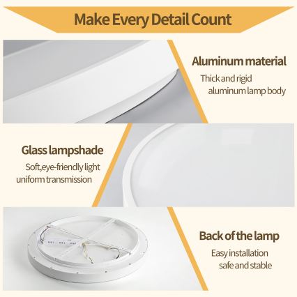 Brilagi - Plafonnier LED dimmable GLASS POOL DOUBLE LED/80W/230V 3000-6000K 60 cm blanc + télécommande