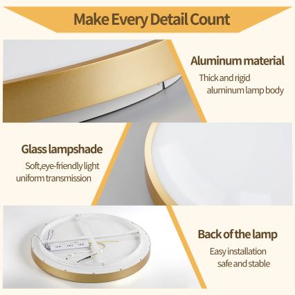 Brilagi - Plafonnier LED dimmable GLASS POOL DOUBLE LED/80W/230V 3000-6000K 60 cm doré + télécommande