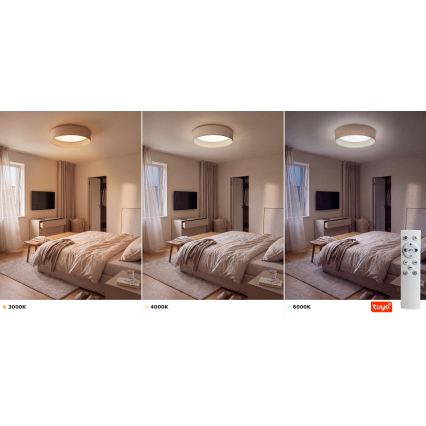 Brilagi - Plafonnier LED dimmable VELVET SMARTIX STARS LED/24W/230V 3000-6000K Ø 45 cm beige Wi-Fi Tuya Beacon + télécommande