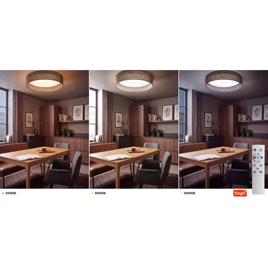Brilagi - Plafonnier LED dimmable VELVET SMARTIX STARS LED/24W/230V 3000–6000K Ø 45 cm marron Wi‑Fi Tuya Beacon + télécommande