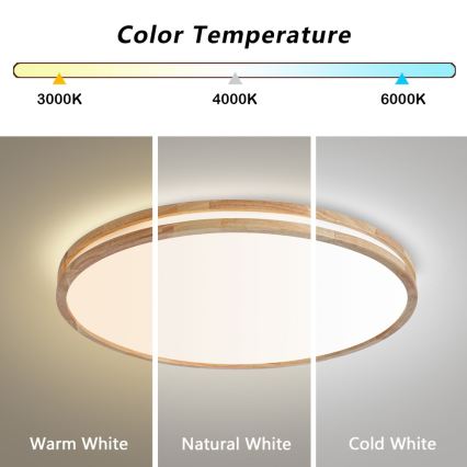 BRILAGI - Plafonnier LED dimmable MOLINA LED/100W/230V 3000-6000K chêne Ø 80 cm + télécommande