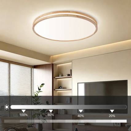 BRILAGI - Plafonnier LED dimmable MOLINA LED/100W/230V 3000-6000K chêne Ø 80 cm + télécommande