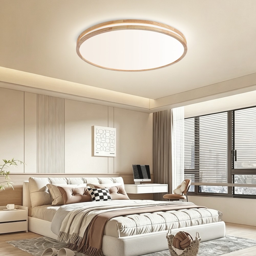 BRILAGI - Plafonnier LED dimmable MOLINA LED/100W/230V 3000-6000K chêne Ø 80 cm + télécommande