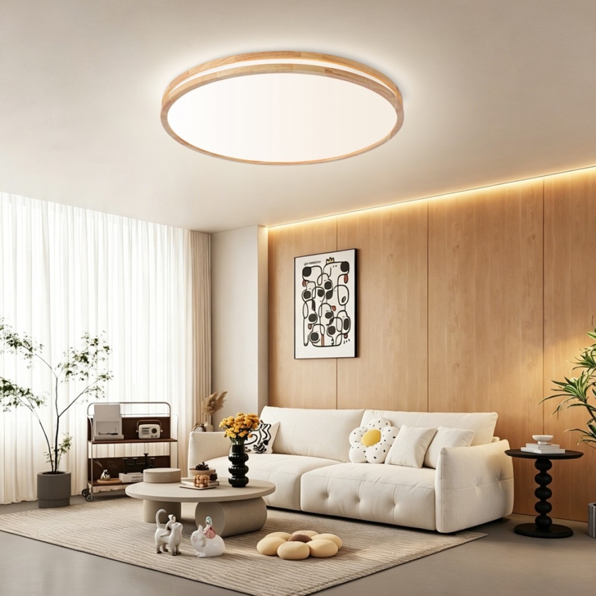 BRILAGI - Plafonnier LED dimmable MOLINA LED/100W/230V 3000-6000K chêne Ø 80 cm + télécommande