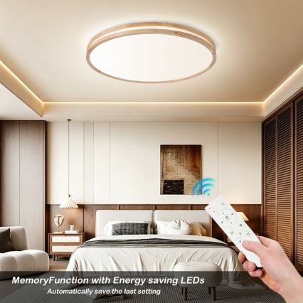 BRILAGI - Plafonnier LED dimmable MOLINA LED/100W/230V 3000-6000K chêne Ø 80 cm + télécommande