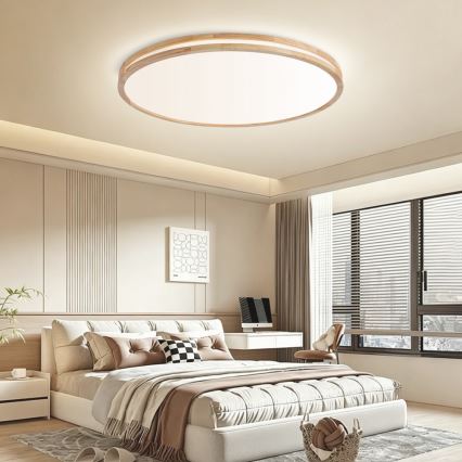Brilagi - Plafonnier LED dimmable MOLINA LED/128W/230V 3000-6000K chêne Ø 100 cm + télécommande