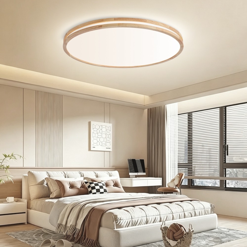 Brilagi - Plafonnier LED dimmable MOLINA LED/128W/230V 3000-6000K chêne Ø 100 cm + télécommande