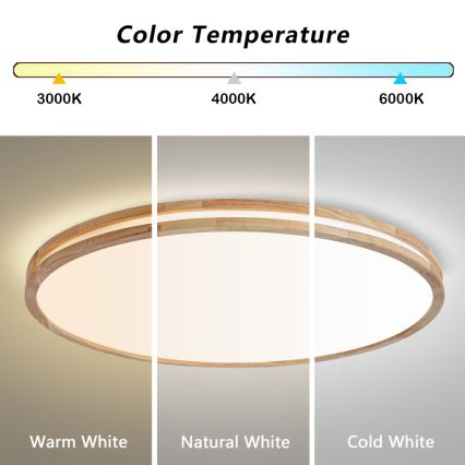 Brilagi - Plafonnier LED dimmable MOLINA LED/128W/230V 3000-6000K chêne Ø 100 cm + télécommande