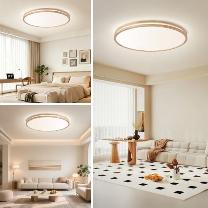 Brilagi - Plafonnier LED dimmable MOLINA LED/128W/230V 3000-6000K chêne Ø 100 cm + télécommande