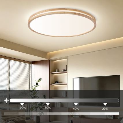 Brilagi - Plafonnier LED dimmable MOLINA LED/128W/230V 3000-6000K chêne Ø 100 cm + télécommande