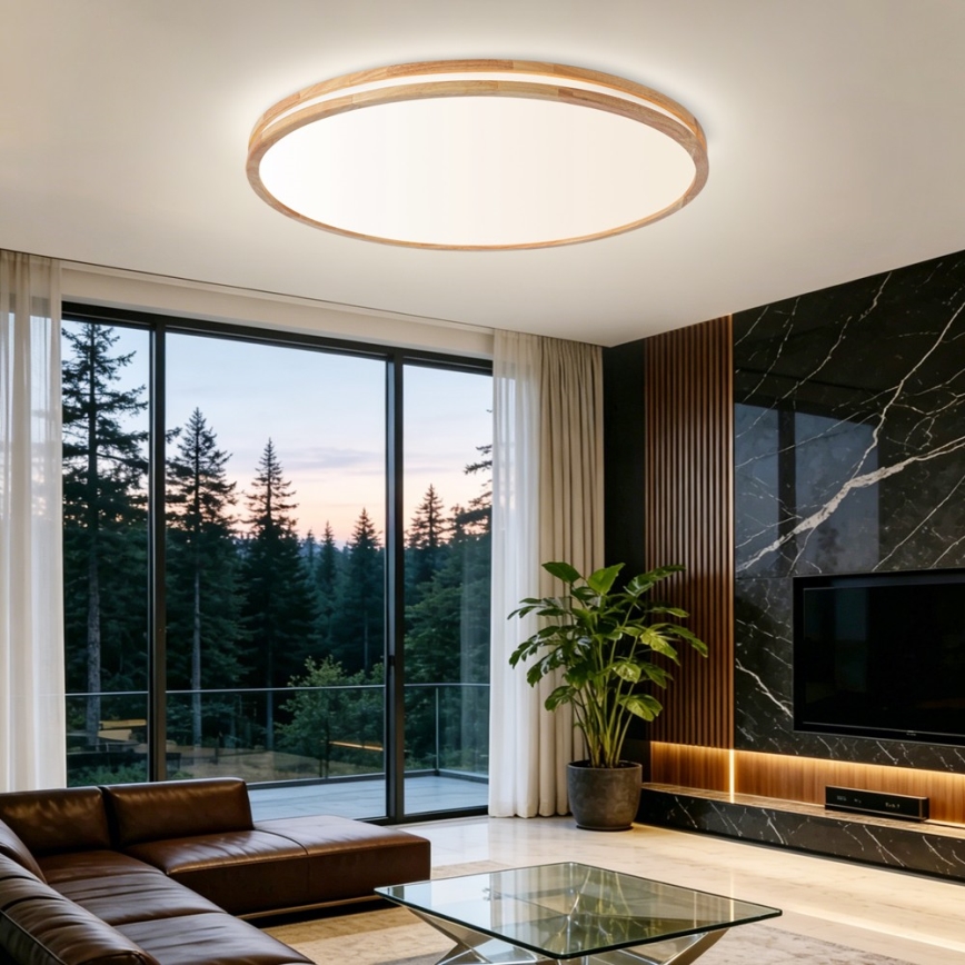 Brilagi - Plafonnier LED dimmable MOLINA LED/128W/230V 3000-6000K chêne Ø 100 cm + télécommande