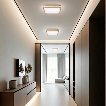 BRILAGI - Plafonnier LED dimmable MOLINA SQUARE LED/48W/230V 3000-6000K chêne 40x40 cm + télécommande