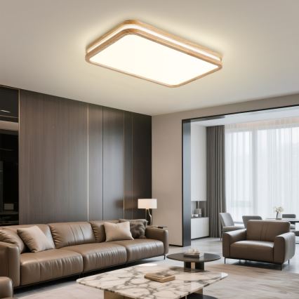 BRILAGI - Plafonnier LED dimmable MOLINA SQUARE LED/54W/230V 3000-6000K chêne 60x40 cm + télécommande