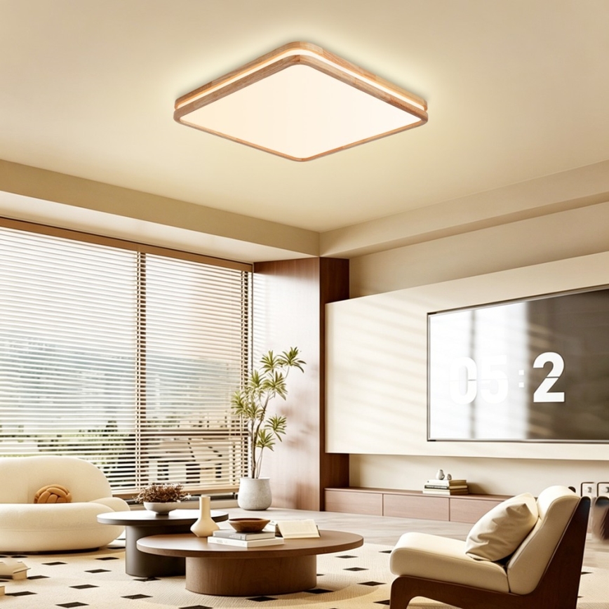 Brilagi - Plafonnier LED dimmable MOLINA SQUARE LED/80W/230V 3000-6000K chêne 60x60 cm + télécommande
