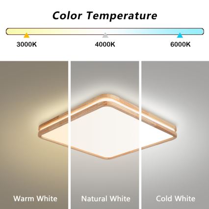 Brilagi - Plafonnier LED dimmable MOLINA SQUARE LED/80W/230V 3000-6000K chêne 60x60 cm + télécommande