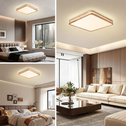 Brilagi - Plafonnier LED dimmable MOLINA SQUARE LED/80W/230V 3000-6000K chêne 60x60 cm + télécommande