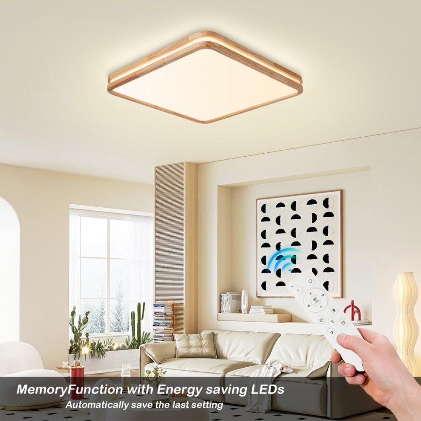 Brilagi - Plafonnier LED dimmable MOLINA SQUARE LED/80W/230V 3000-6000K chêne 60x60 cm + télécommande
