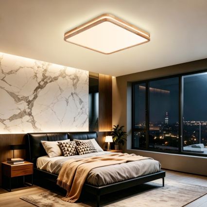 Brilagi - Plafonnier LED dimmable MOLINA SQUARE LED/80W/230V 3000-6000K chêne 60x60 cm + télécommande