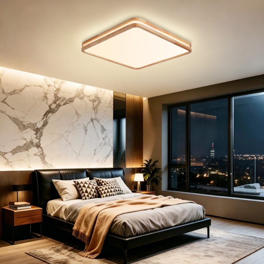 Brilagi - Plafonnier LED dimmable MOLINA SQUARE LED/80W/230V 3000-6000K chêne 60x60 cm + télécommande