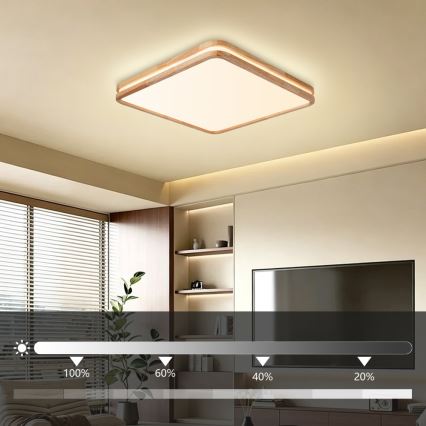 Brilagi - Plafonnier LED dimmable MOLINA SQUARE LED/80W/230V 3000-6000K chêne 60x60 cm + télécommande