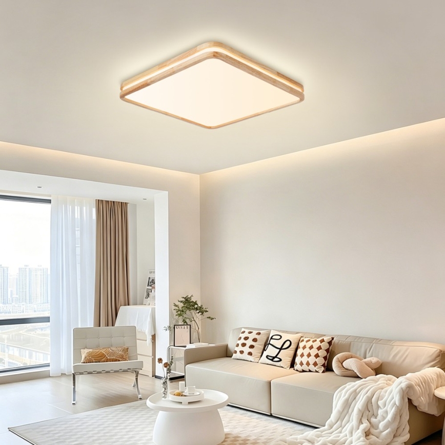 Brilagi - Plafonnier LED dimmable MOLINA SQUARE LED/80W/230V 3000-6000K chêne 60x60 cm + télécommande