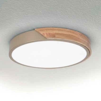 BRILAGI - Plafonnier LED dimmable PILANA LED/48W/230V 3000-6500K chêne/beige Ø 40 cm + télécommande