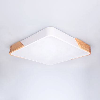 Brilagi - Plafonnier LED dimmable PILANA LED/48W/230V 3000-6500K chêne/blanc 42x42 cm + télécommande