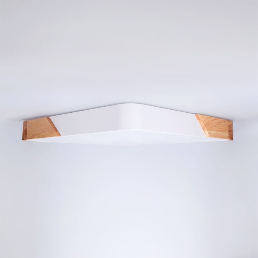 Brilagi - Plafonnier LED dimmable PILANA LED/48W/230V 3000-6500K chêne/blanc 42x42 cm + télécommande