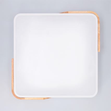 Brilagi - Plafonnier LED dimmable PILANA LED/48W/230V 3000-6500K chêne/blanc 42x42 cm + télécommande
