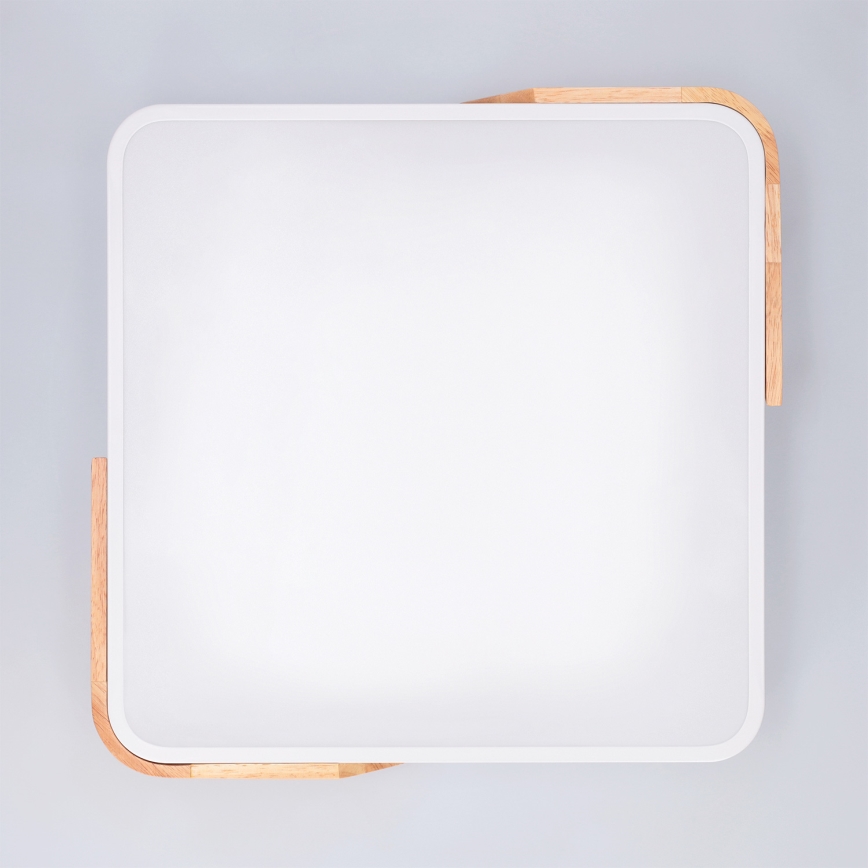 Brilagi - Plafonnier LED dimmable PILANA LED/48W/230V 3000-6500K chêne/blanc 42x42 cm + télécommande