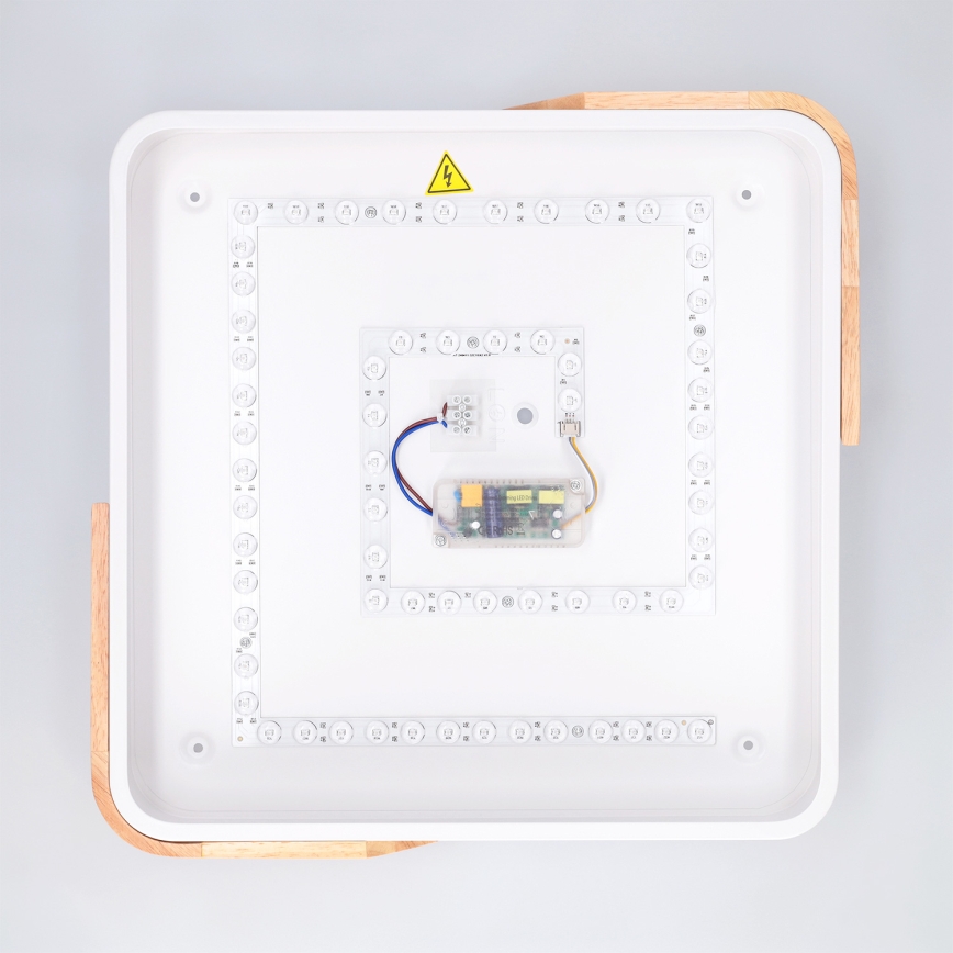 Brilagi - Plafonnier LED dimmable PILANA LED/48W/230V 3000-6500K chêne/blanc 42x42 cm + télécommande