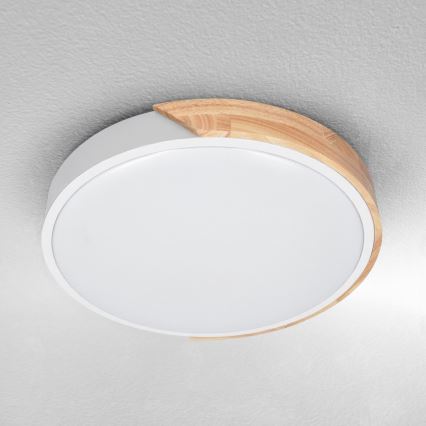 Brilagi - Plafonnier LED dimmable PILANA LED/48W/230V chêne/blanc Ø 40 cm + télécommande