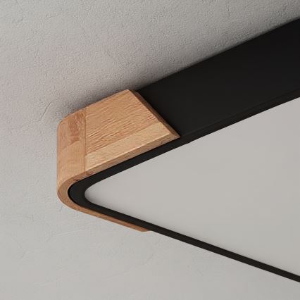 Brilagi - Plafonnier LED dimmable PILANA LED/48W/230V 3000-6500K chêne/noir 42x42 cm + télécommande