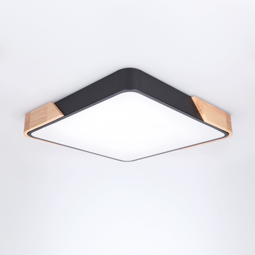 Brilagi - Plafonnier LED dimmable PILANA LED/48W/230V 3000-6500K chêne/noir 42x42 cm + télécommande